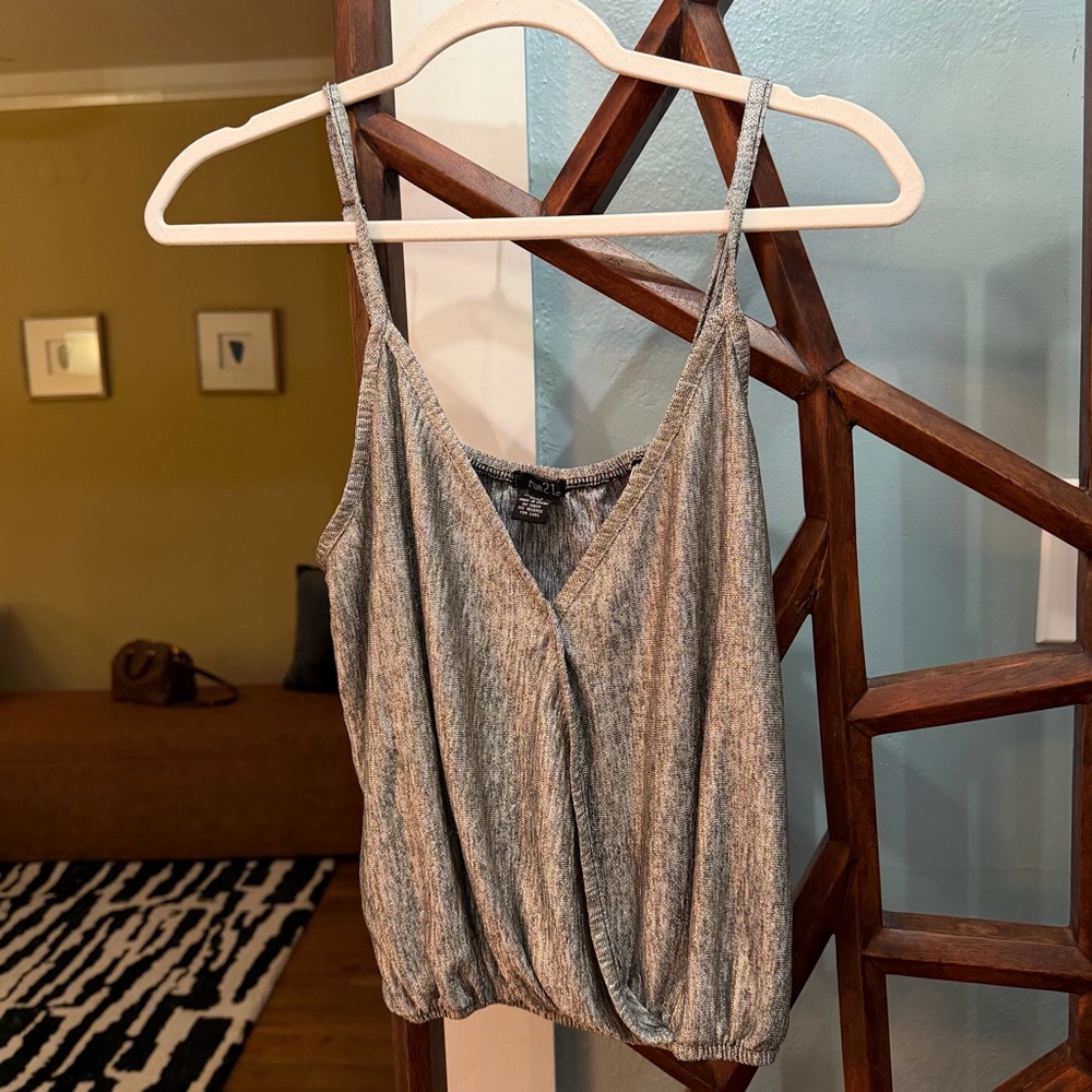 Y2K Silver Metallic Tank